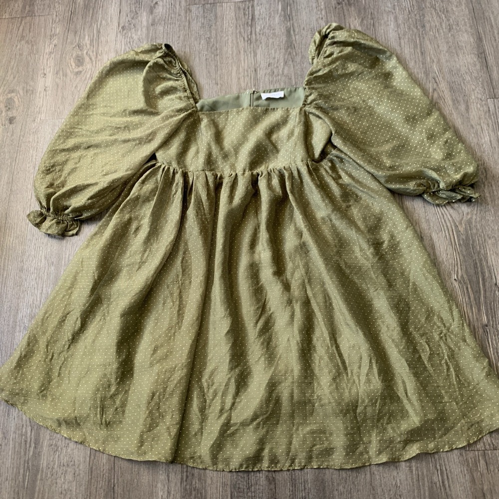 Storia Swiss Dot Green Baby Doll Tulle Dress - Women's M